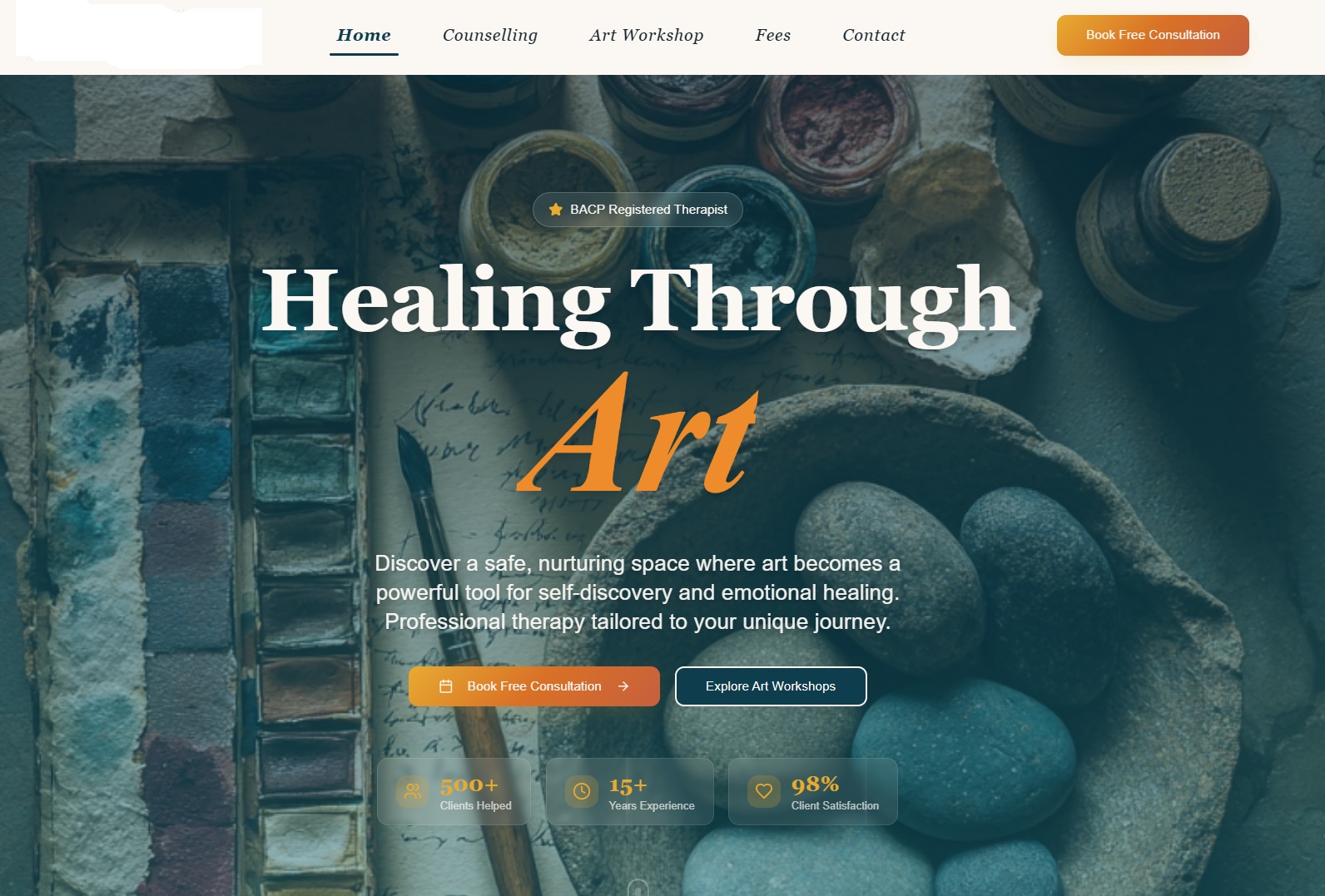 Healing Through Art therapy website